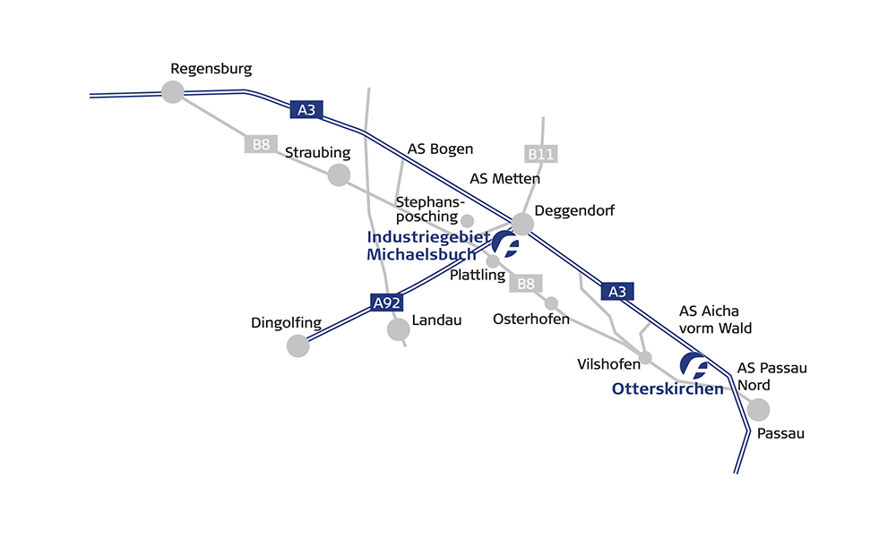 Wegespinne Angerer Skizze der Anfahrt zu den beiden Standorten